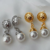 Pearl drop long earrings