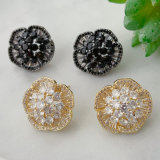 Pave zircon flower earrings