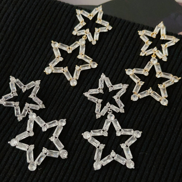 Pave star earrings