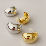 Metal dot moon earrings