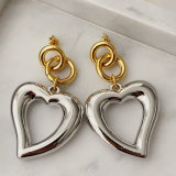Silver heart pendant earrings