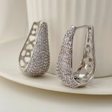 Silver zircon hoops