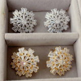Pave zircon flower earrings