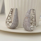 Silver zircon hoops