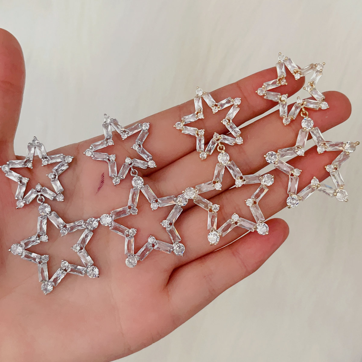 Pave star earrings