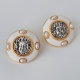 White enamel coin earrings