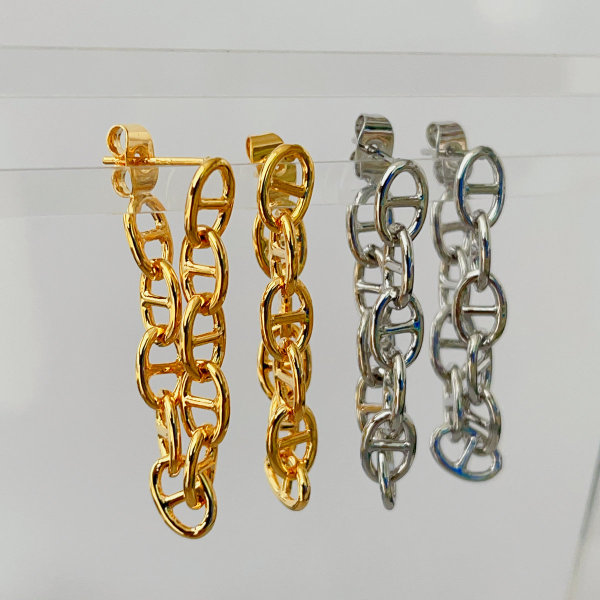 Pig nose chain earrings