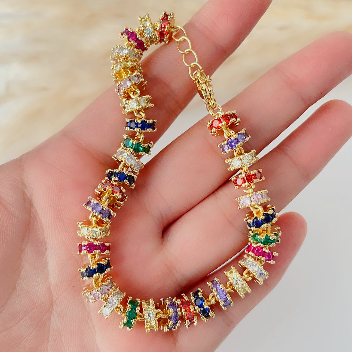 Pave colorful round bracelet