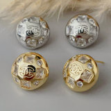 Round pave channel earrings
