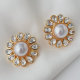 Round crystal pearl earrings