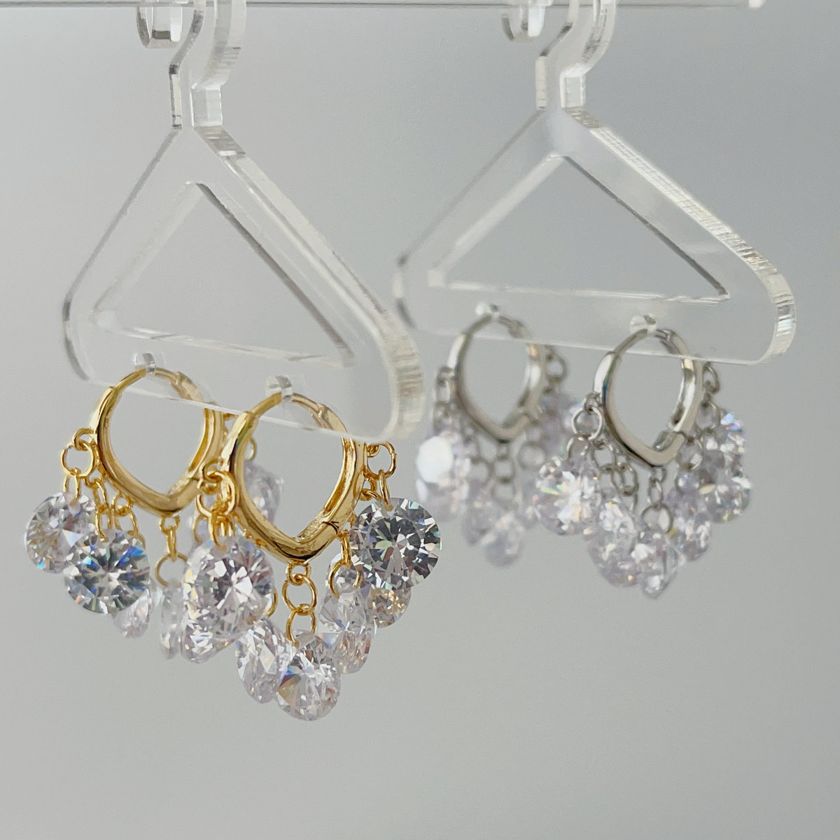 White crystal charm earrings