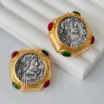 Square coin earrings