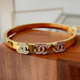 Stainless steel channel leather bangle