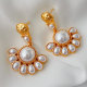 Fan glass pearl earrings