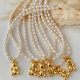 Big teddy bear pendant pearl necklace
