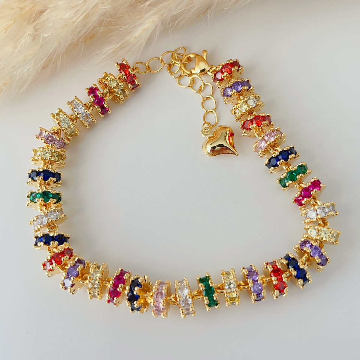 Pave colorful round bracelet