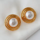 Round glass pearl earrings