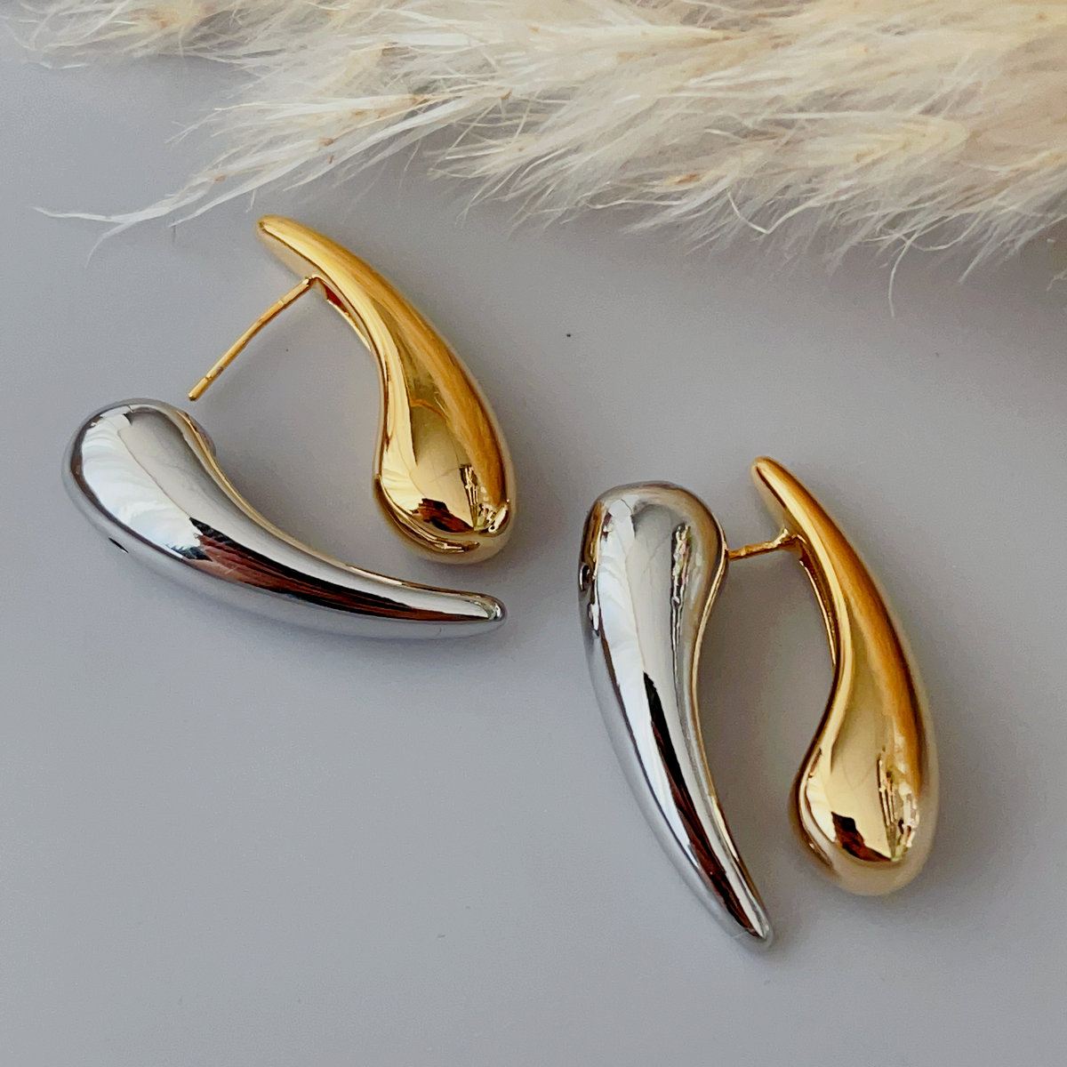 Silver and gold dot earrings