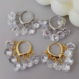 White crystal charm earrings