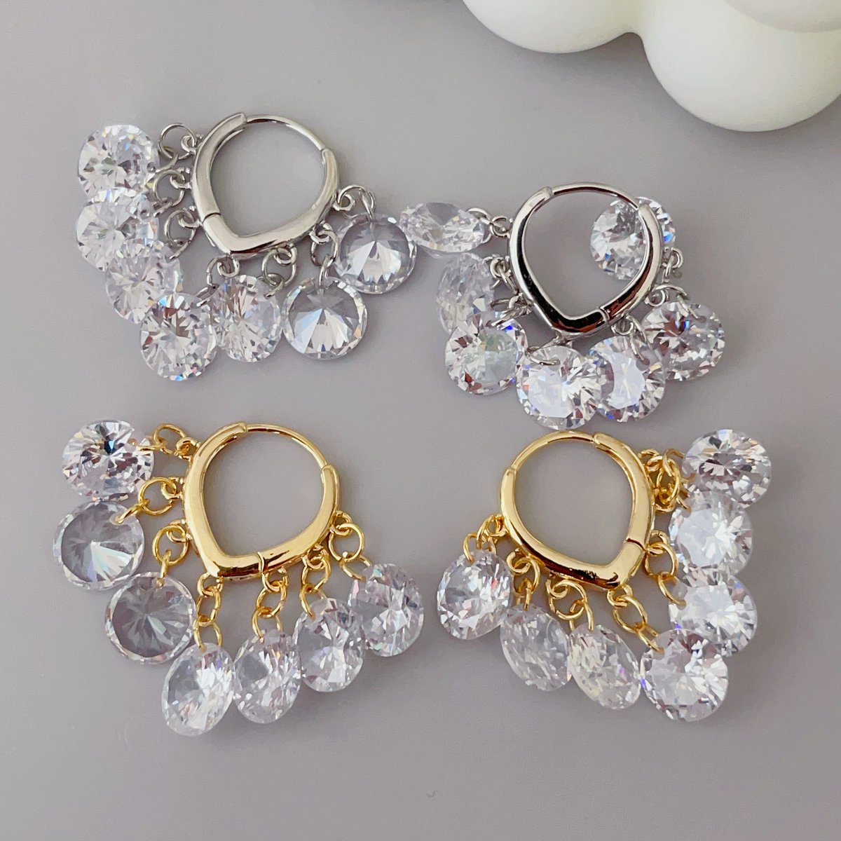 White crystal charm earrings