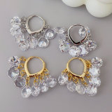 White crystal charm earrings