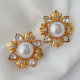 Flower glass pearl earrings