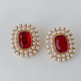Square pearl earrings