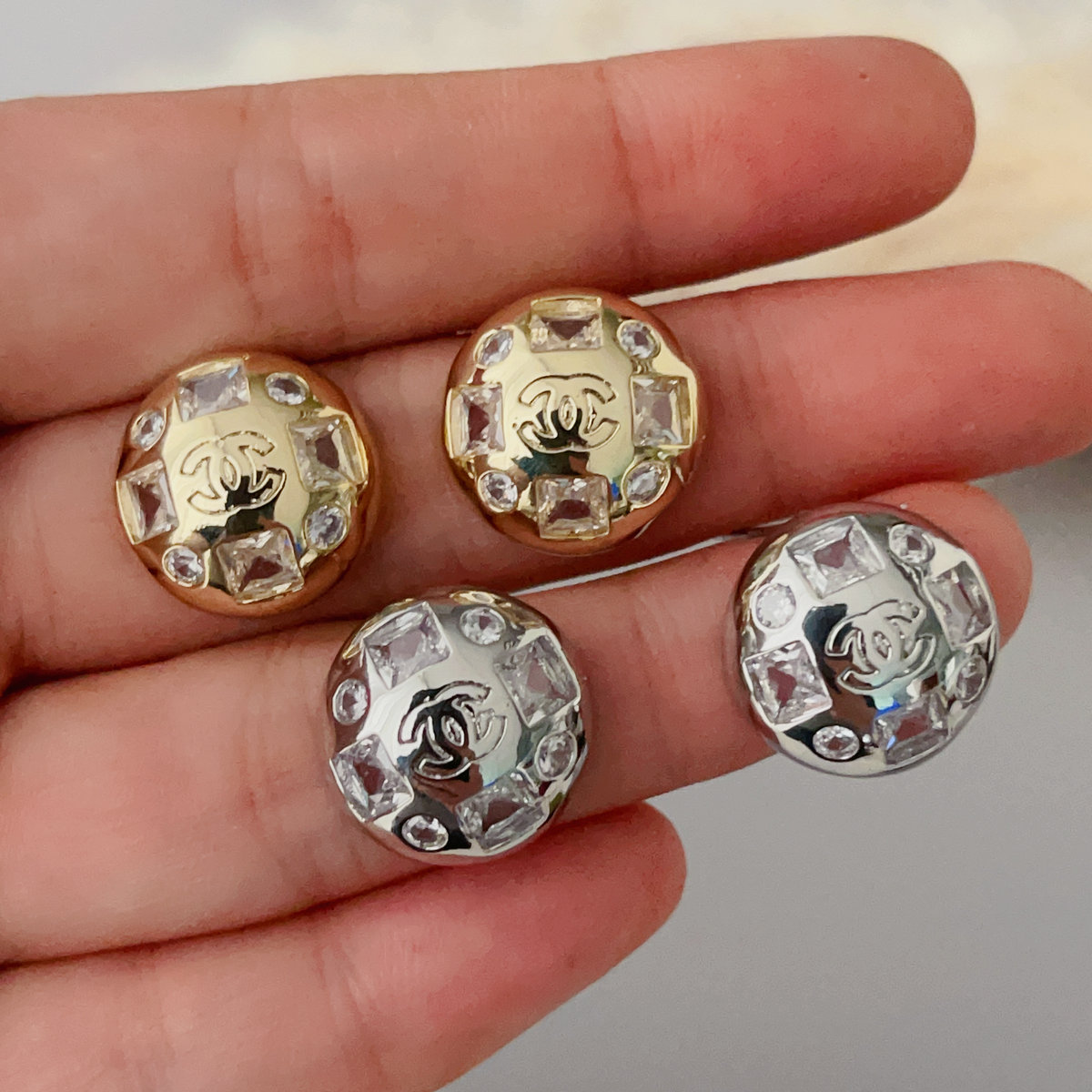 Round pave channel earrings
