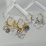 White crystal charm earrings
