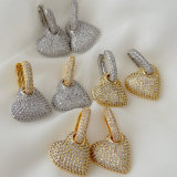 Pave heart pendant earrings
