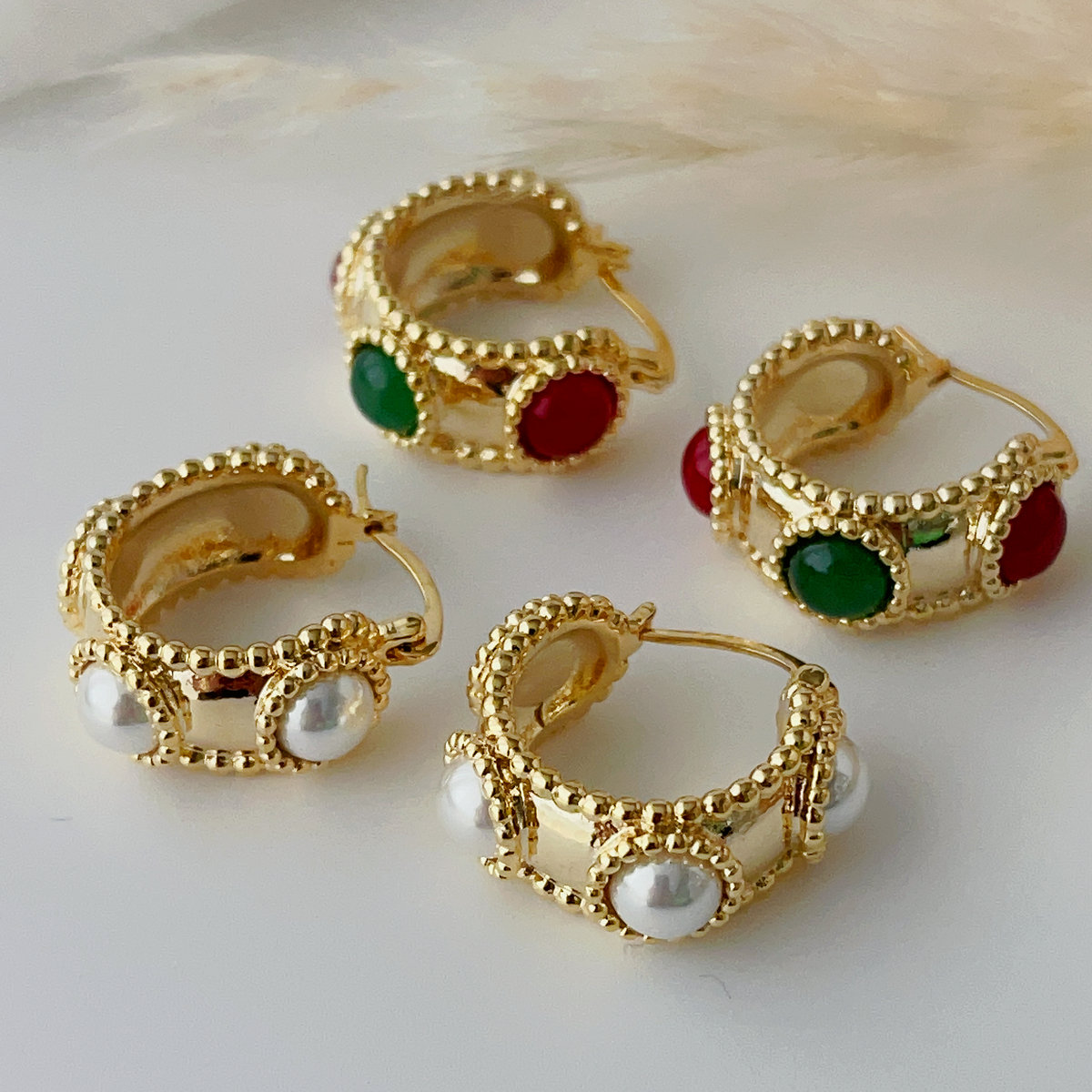 Round pearl earrings