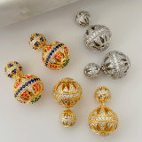 Pave double ball earrings