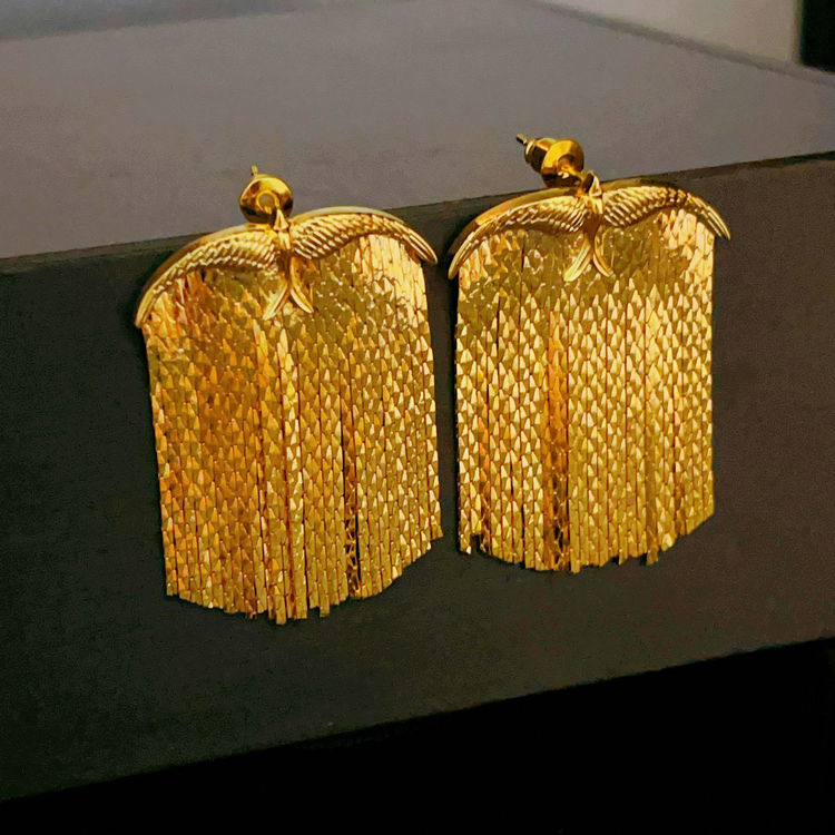 Bird chain tassel earrings