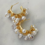 Glass plear charm hoops
