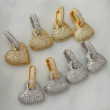 Pave heart pendant earrings
