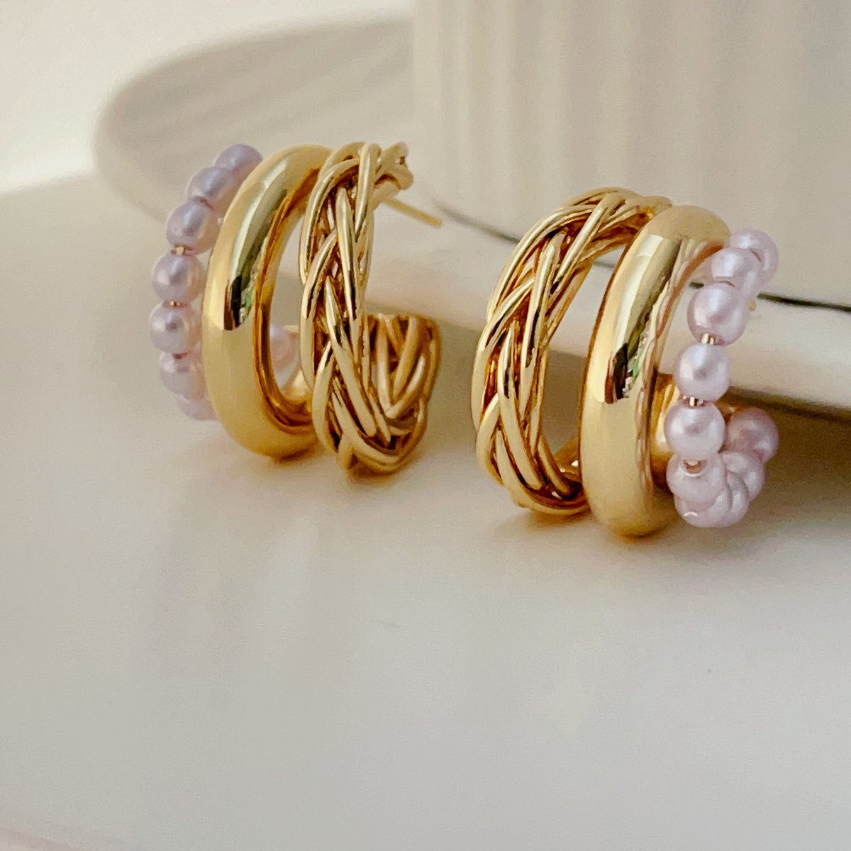Glass pearl hoops