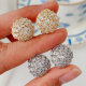 Pave zircon round earrings