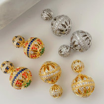 Pave double ball earrings
