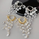 Long crystal chain tassel earrings