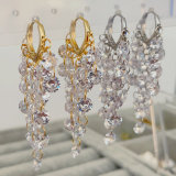 Long crystal chain tassel earrings