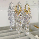 Long crystal chain tassel earrings