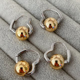 Gold ball heart earrings