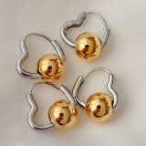 Gold ball heart earrings
