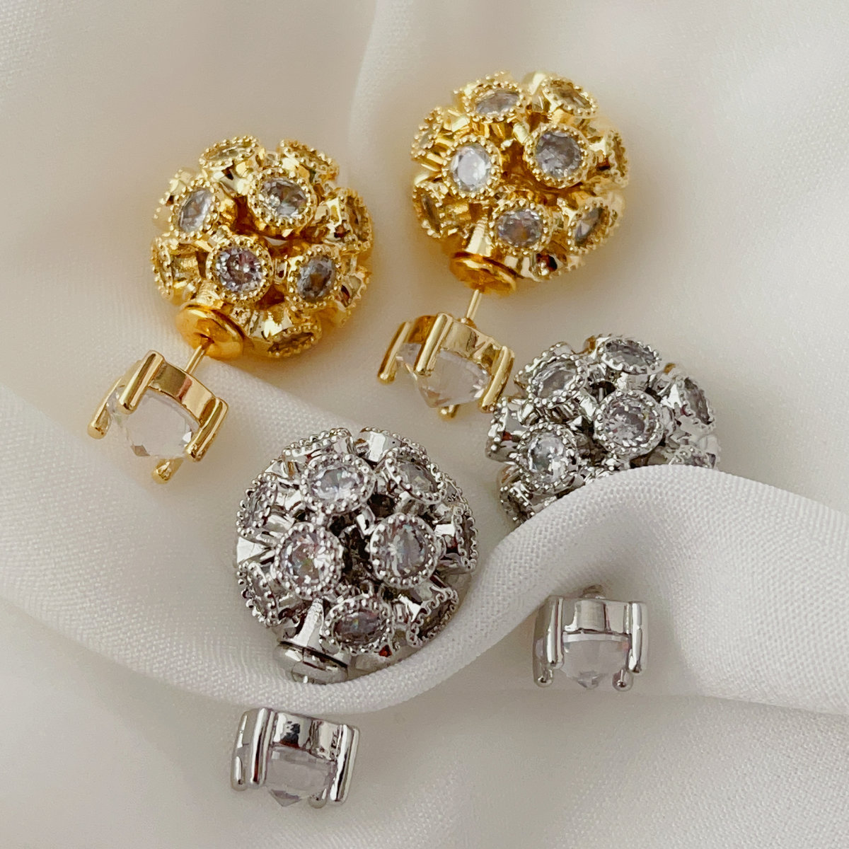 Pave ball earrings