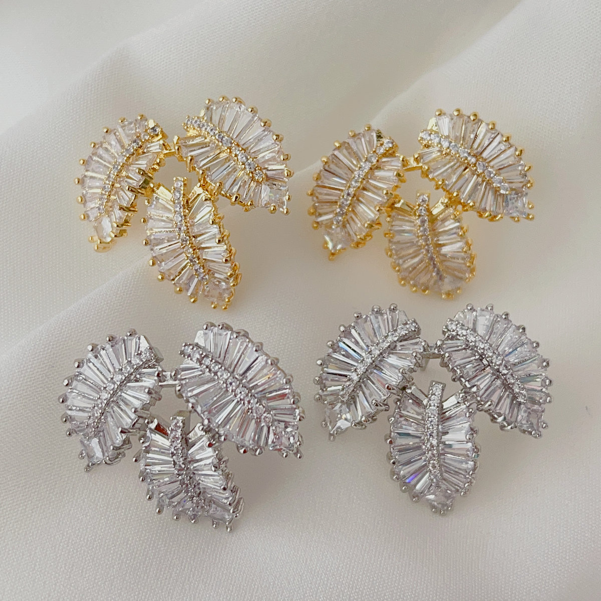 Pave leaf earrings