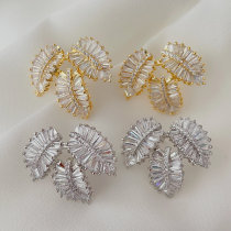 Pave leaf earrings