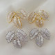 Pave leaf earrings