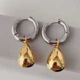 Gold oval drop earrings