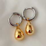 Gold oval drop earrings