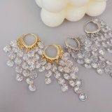 Long crystal chain tassel earrings